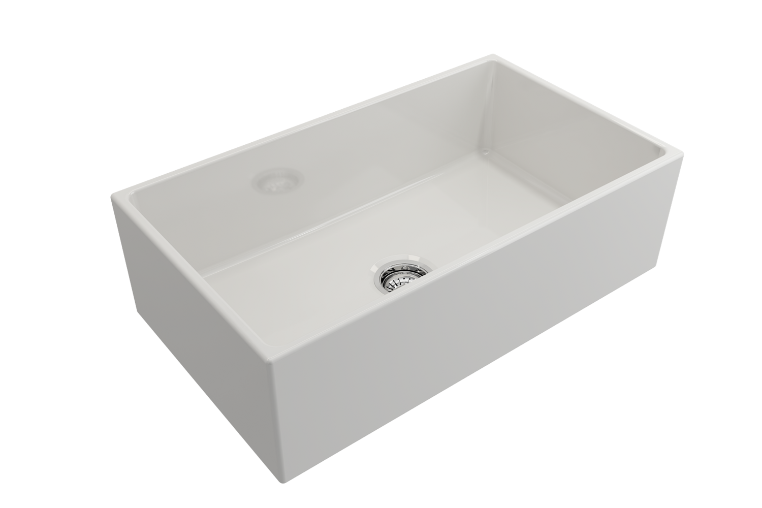 BOCCHI - Contempo Apron Front Fireclay 33 in. Single Bowl Kitchen Sink with Protective Bottom Grid and Strainer in White 1352-001-0120
