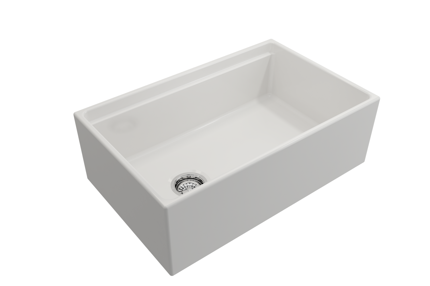 BOCCHI - Contempo Step-Rim Apron Front Fireclay 30 in. Single Bowl Kitchen Sink with Integrated Work Station &amp; Accessories in White 1344-001-0120