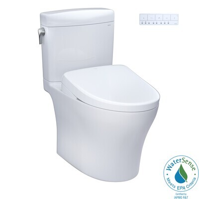 TOTO - WASHLET®+ Aquia IV® Cube Two-Piece Elongated Dual Flush 1.28 and 0.9 GPF Toilet with S7A Contemporary Bidet Seat, Cotton White MW4364736CEMFGN#01