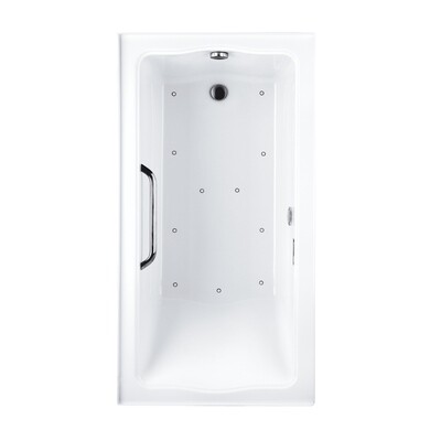 TOTO - Clayton® Tile-in Air Bath 60" X 32" X 24-7/8", Left Drain, Grab Bar, Cotton White, Polished Chrome ABR782L#01YCP3
