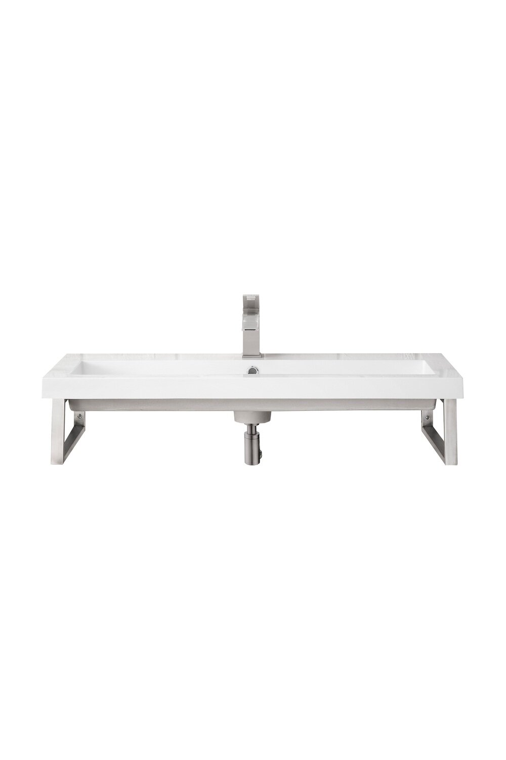JAMES MARTIN - Two Boston 15.25&quot; Wall Brackets, Brushed Nickel w/ 39.5&quot; White Glossy Composite Stone Top 055BK16BNK39.5WG2
