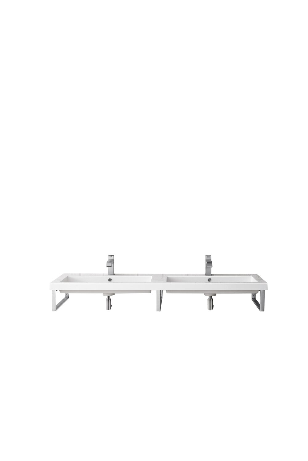 JAMES MARTIN - Three Boston 18&quot; Wall Brackets, Brushed Nickel w/ 63&quot; White Glossy Composite Stone Top 055BK18BNK63WG2