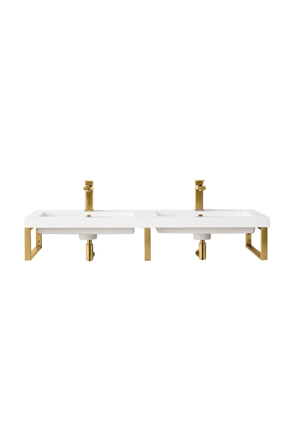 JAMES MARTIN - Three Boston 18&quot; Wall Brackets, Radiant Gold w/ 47&quot; White Glossy Composite Stone Top 055BK18RGD47WG2