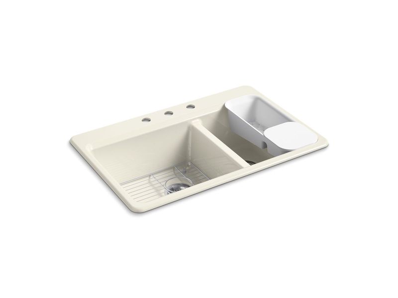 KOHLER - Riverby® Offset Top Mount Sink Biscuit 8669-3A2-96