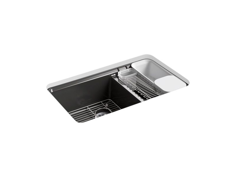 KOHLER - Riverby® Offset Undermount Sink Black Black 8669-5UA3-7