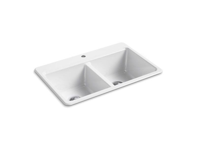 KOHLER - Riverby® Double Equal Top Mount Sink White 8679-1A2-0