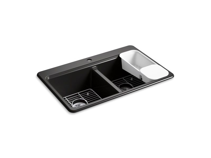 KOHLER - Riverby® Double Equal Top Mount Sink Black Black 8679-1A2-7