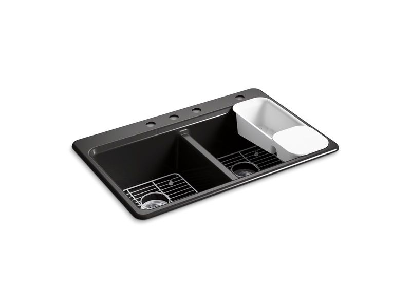 KOHLER - Riverby® Double Equal Top Mount Sink Black Black 8679-4A2-7