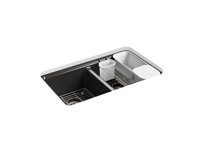 KOHLER - Riverby® Double Equal Undermount Sink Black Black 8679-5UA3-7
