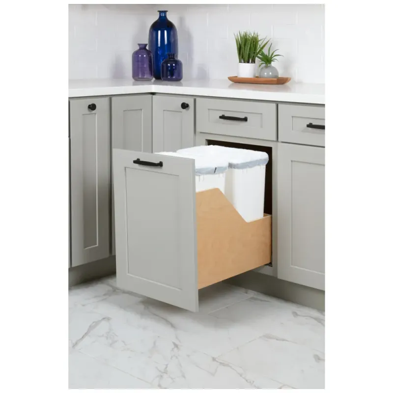 HARDWARE RESOURCES - Double 35qt CDM Trash, White CDM-WBMD35WH