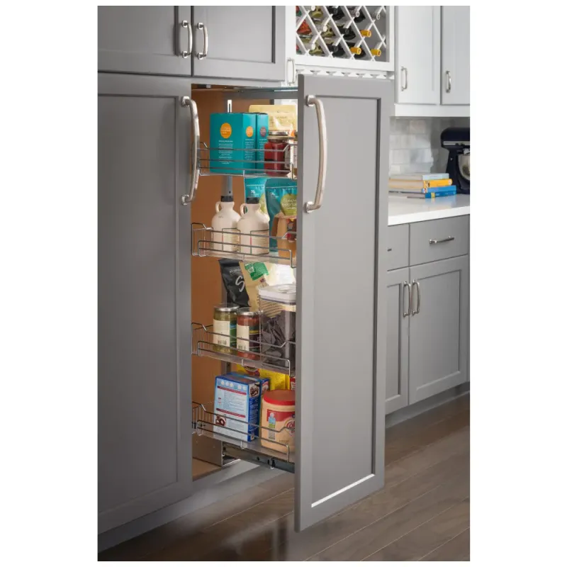 HARDWARE RESOURCES - 15" Chrome Wire Pantry Pullout with Heavy Duty Soft-close Slides CPPO1574SC