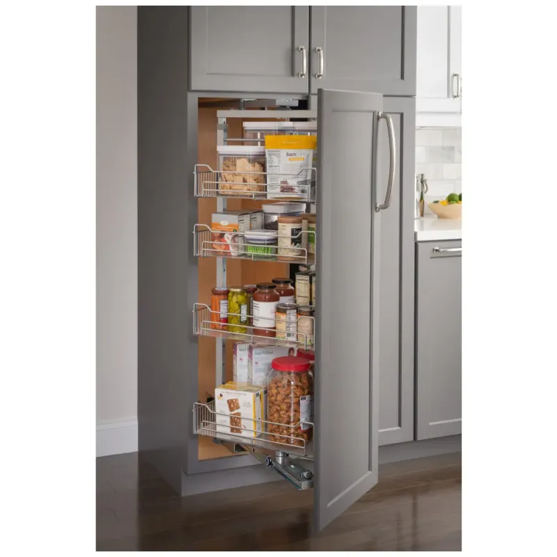 HARDWARE RESOURCES - 12" Chrome Wire Pantry Pullout with Swingout Feature with Heavy Duty Soft-close Slides CPSO1274SC