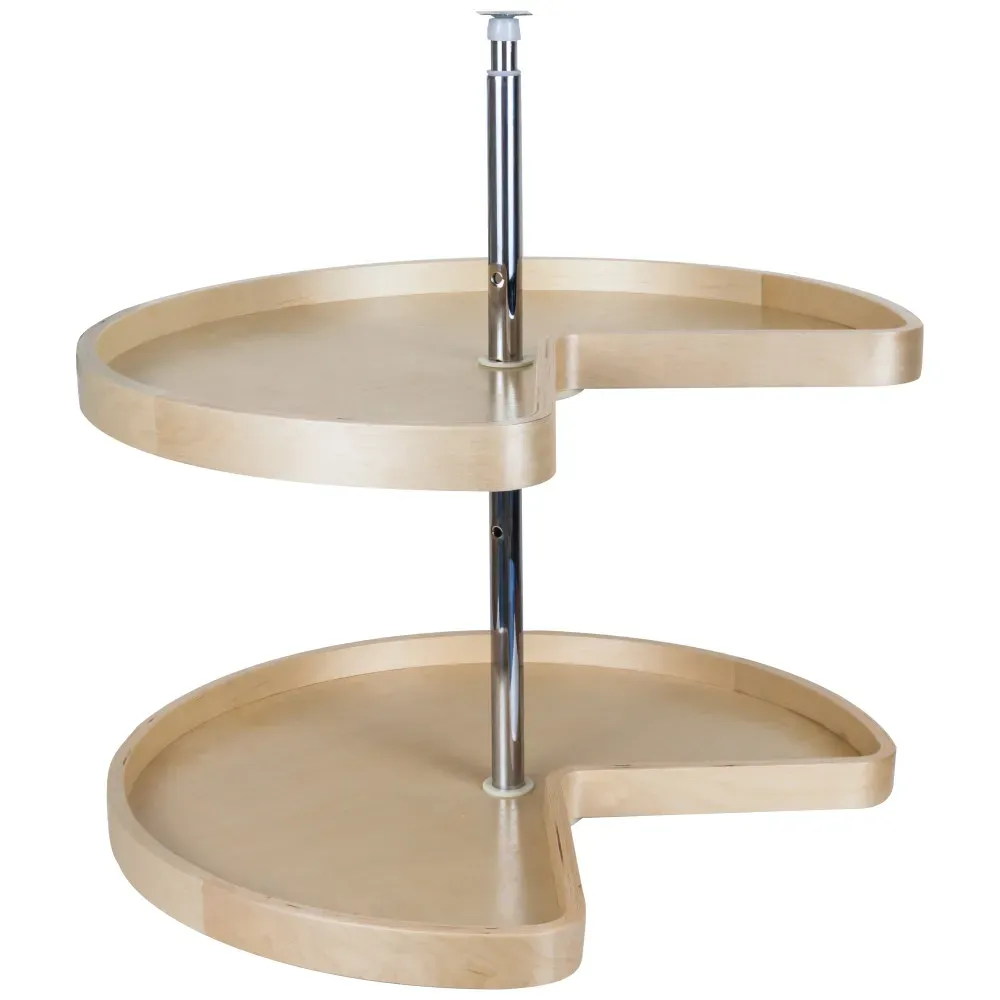 HARDWARE RESOURCES - 32" Kidney Banded Lazy Susan Set with Twist and Lock Adjustable Pole.Includes 2 Shelves, 1 Mounting Pole, Mounting Hardware, and Instructions BLSK232-SET
