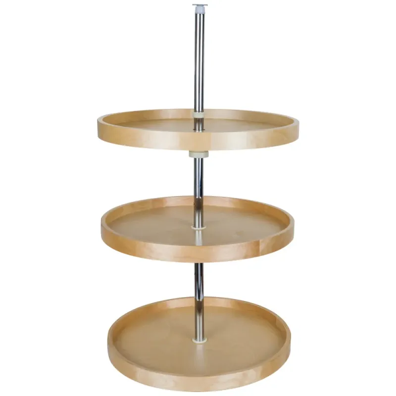 HARDWARE RESOURCES - 20" Round Banded Lazy Susan Set with Twist and Lock Adjustable Pole BLSR2320-SET