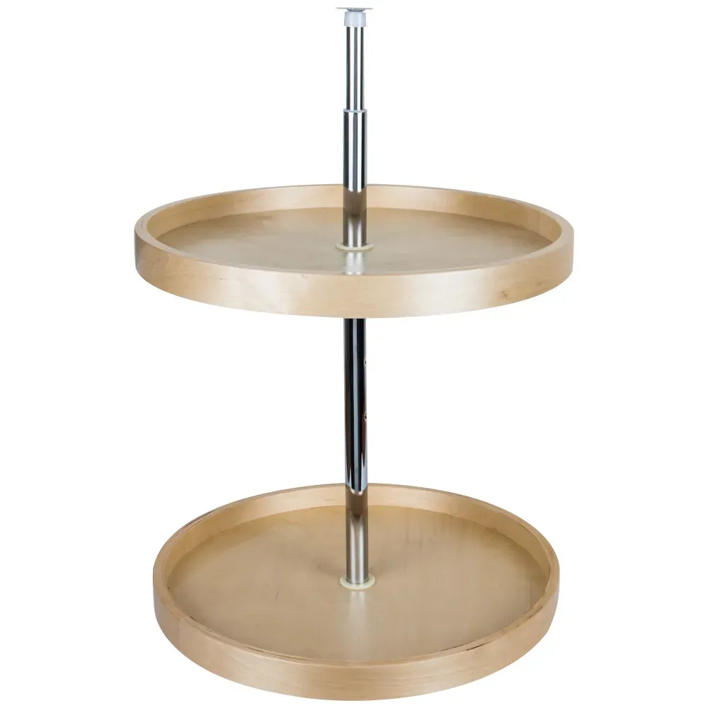 HARDWARE RESOURCES - 20" Round Banded Lazy Susan Set with Twist and Lock Adjustable Pole.Includes 2 Shelves, 1 Mounting Pole, Mounting Hardware, and Instructions BLSR220-SET