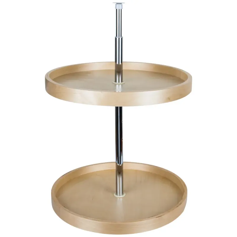 HARDWARE RESOURCES - 20" Round Banded Lazy Susan Set with Twist and Lock Adjustable Pole BLSR220-SET