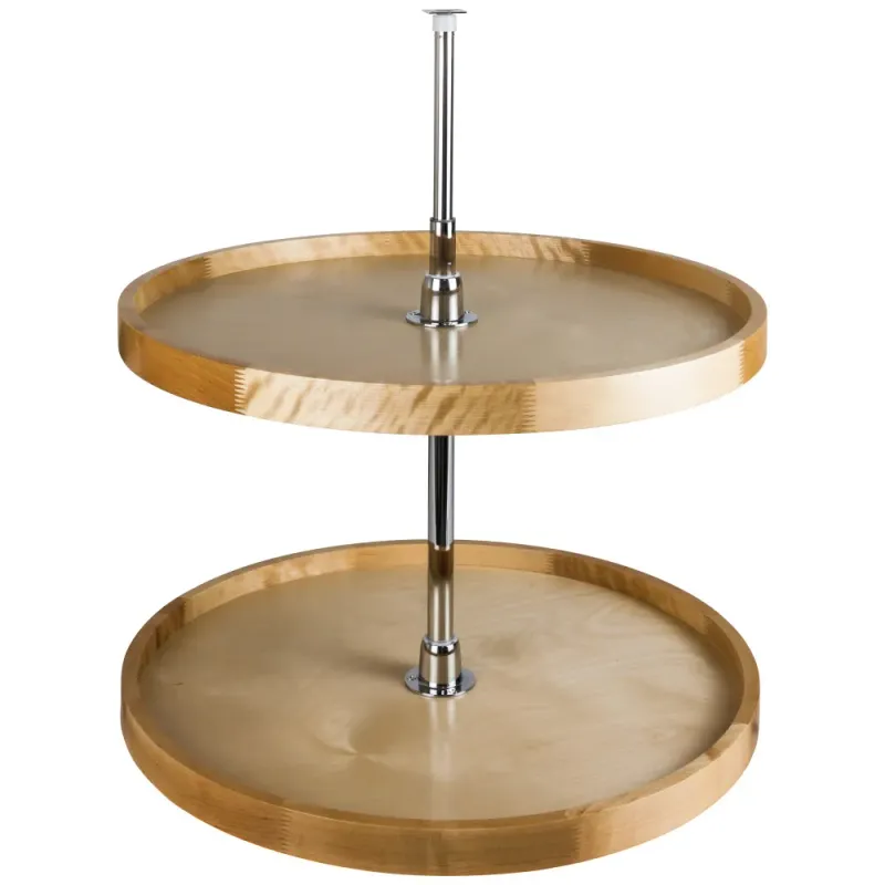 HARDWARE RESOURCES - 24" Diameter Round Wood Lazy Susan Set with Twist and Lock Adjustable Pole LSR224-SET