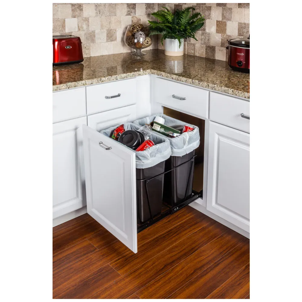 HARDWARE RESOURCES - 35 Quart Double Pullout Waste Container System CAN-EBMDB-R