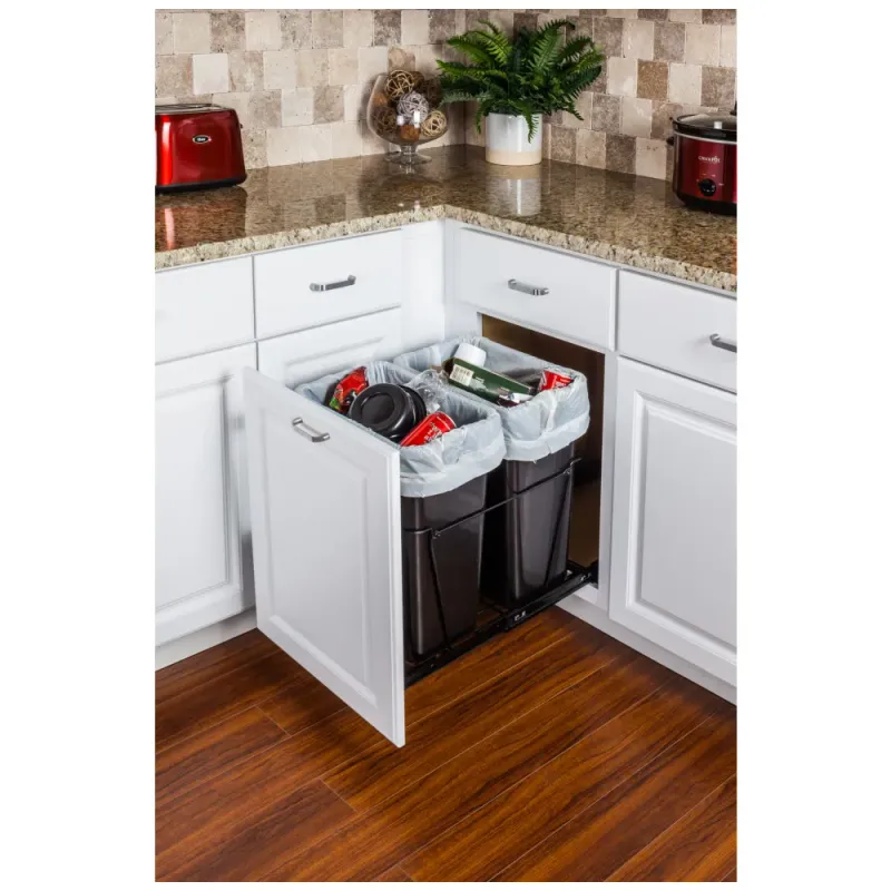 HARDWARE RESOURCES - 35 Quart Double Pullout Waste Container System CAN-EBMDB-R