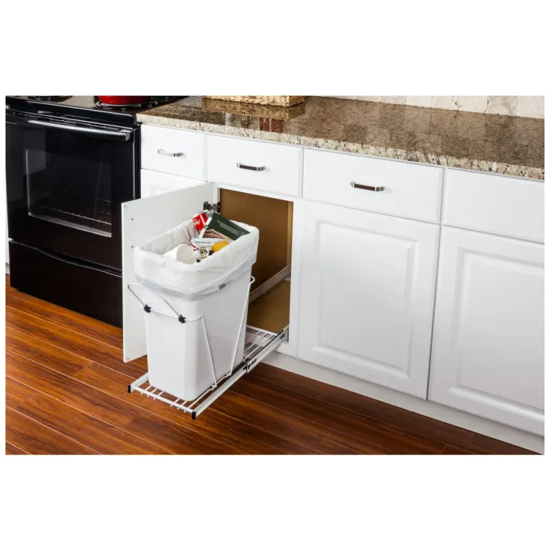 HARDWARE RESOURCES - 35 or 50 Quart Single Pullout Waste Container System CAN-EBMSW-R