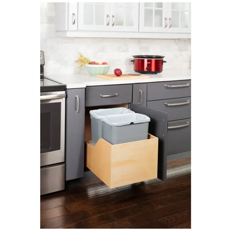 HARDWARE RESOURCES - 18" Double 35qt CAN Trash, Grey CAN-WBMD3518G
