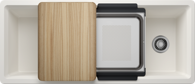 BLANCO -  INTEOS 45, SILGRANIT, White, with accessories, reversible  443330