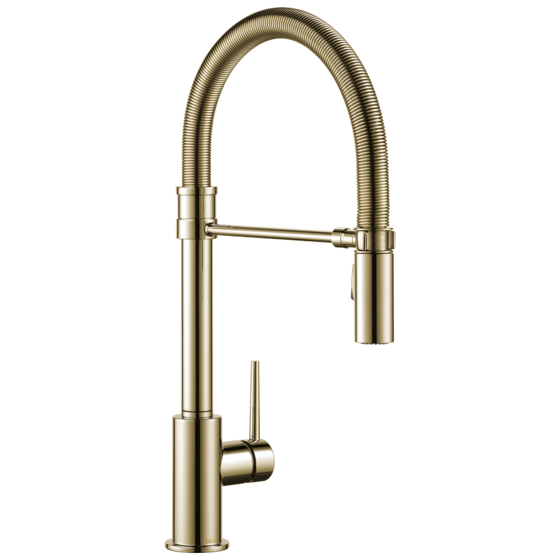 DELTA - Trinsic®: Single-Handle Pull-Down Spring Kitchen Faucet Polished Nickel 9659-PN-DST