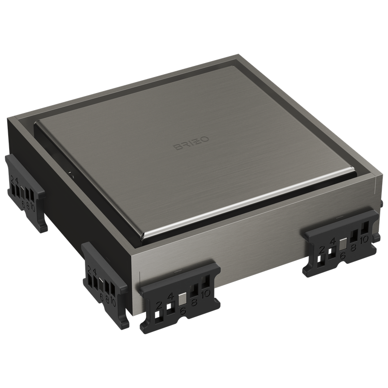 BRIZO - Other: 4" Reversible Square Point Shower Drain Luxe Steel BT062418-SL