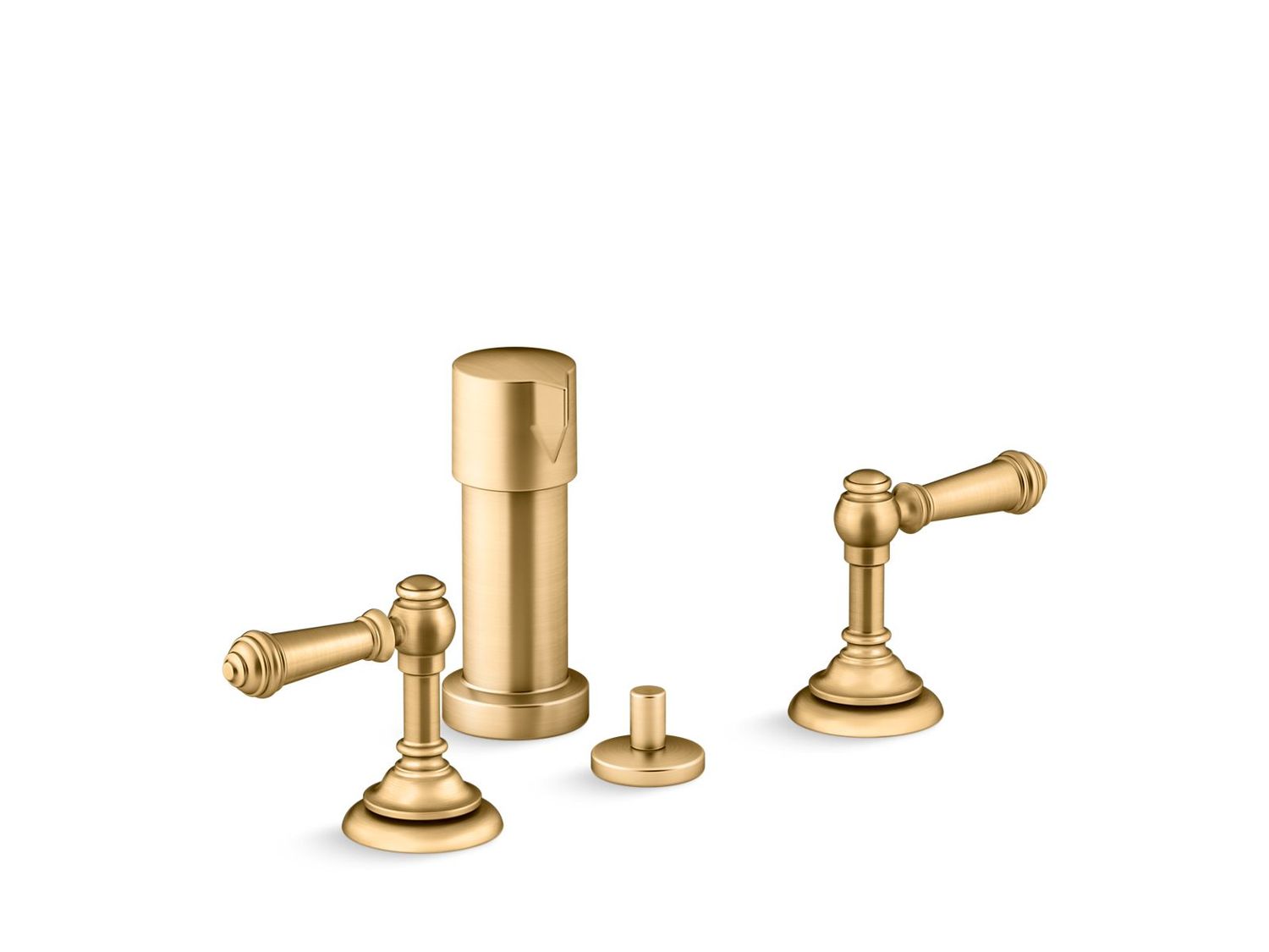 KOHLER - Artifacts® Widespread Bidet, Lvr Hdl VIBRANT BRUSHED MODERNE BRASS 72765-4-2MB
