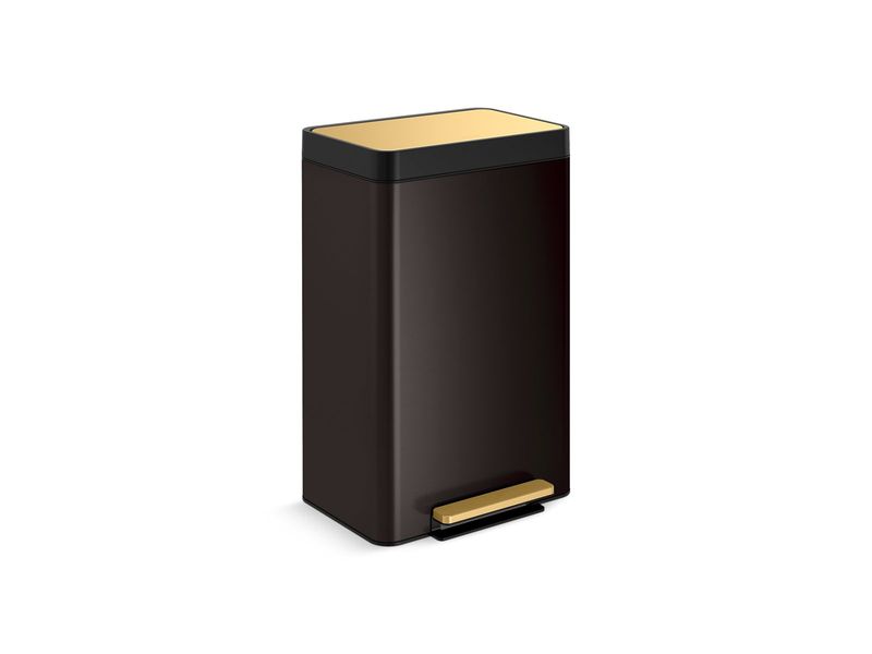KOHLER - 13 Gallon Trash Can BLACK STAINLESS &amp; MODERN BRUSHED BRASS 20940-BSB