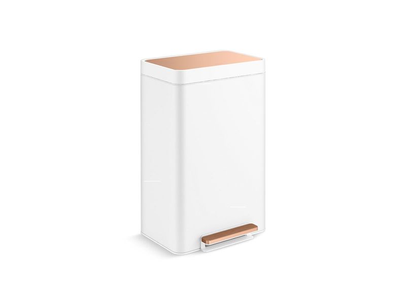 KOHLER - 13 Gallon Trash Can WHITE &amp; COPPER 20940-WCP