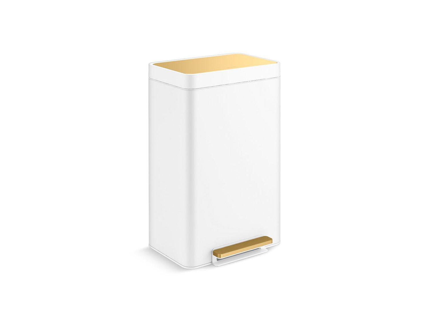 KOHLER - 13 Gallon Trash Can WHITE &amp; MODERN BRUSHED BRASS 20940-WMB