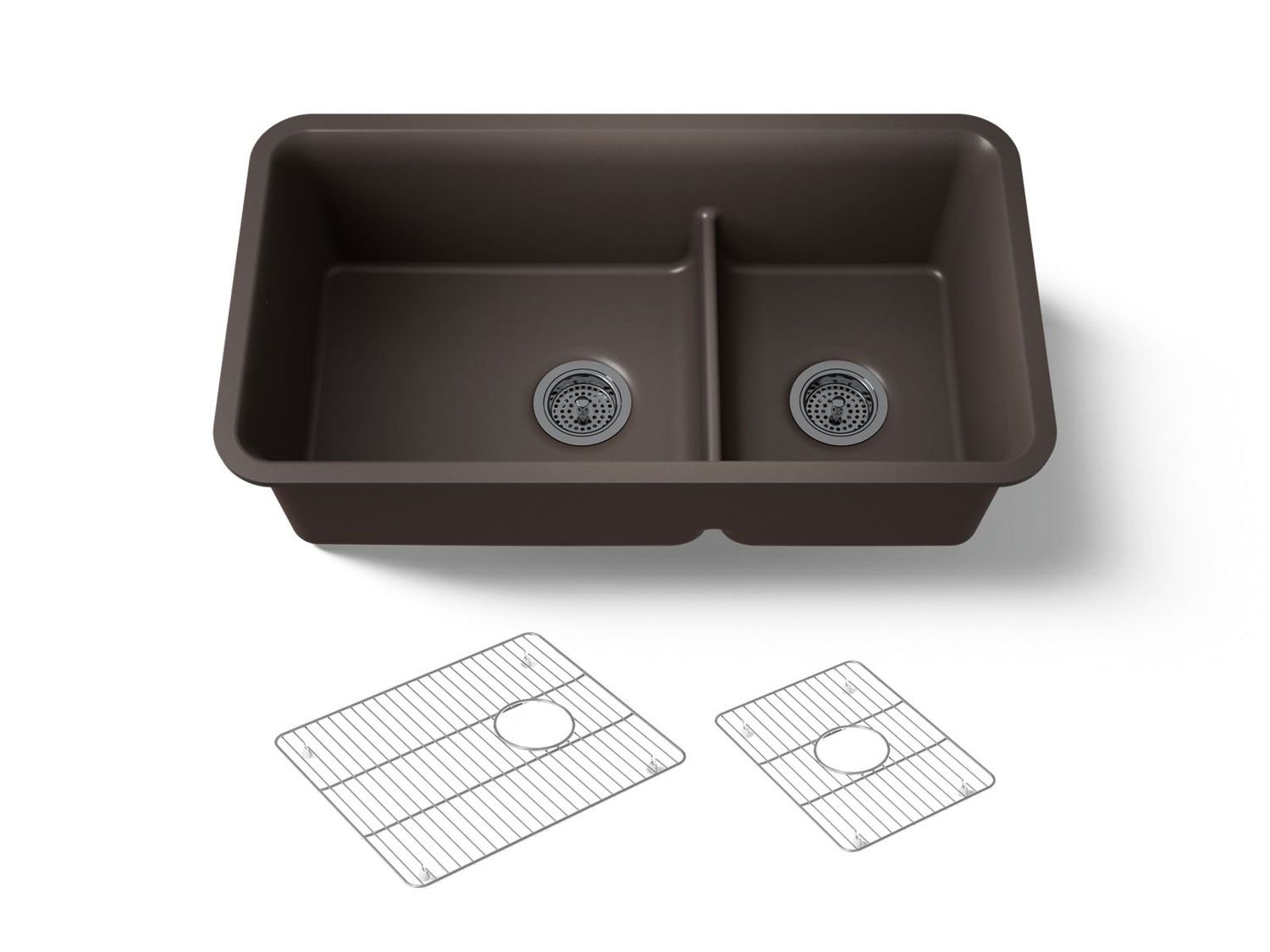KOHLER - Neoroc Cairn® 33 Offset Smrt Divide Sink MATTE BROWN 27786-CM2