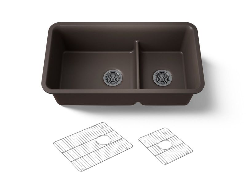 KOHLER - Neoroc Cairn® 33 Offset Smrt Divide Sink MATTE BROWN 27786-CM2