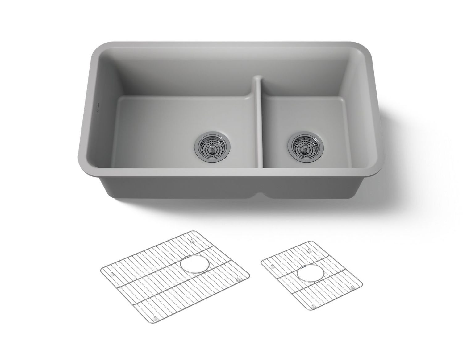 KOHLER - Neoroc Cairn® 33 Offset Smrt Divide Sink MATTE GREY 27786-CM4