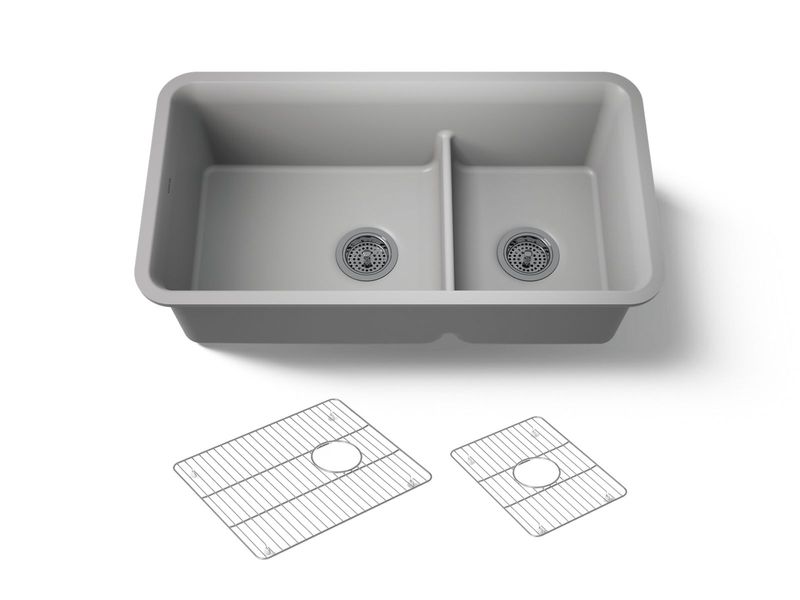 KOHLER - Neoroc Cairn® 33 Offset Smrt Divide Sink MATTE GREY 27786-CM4