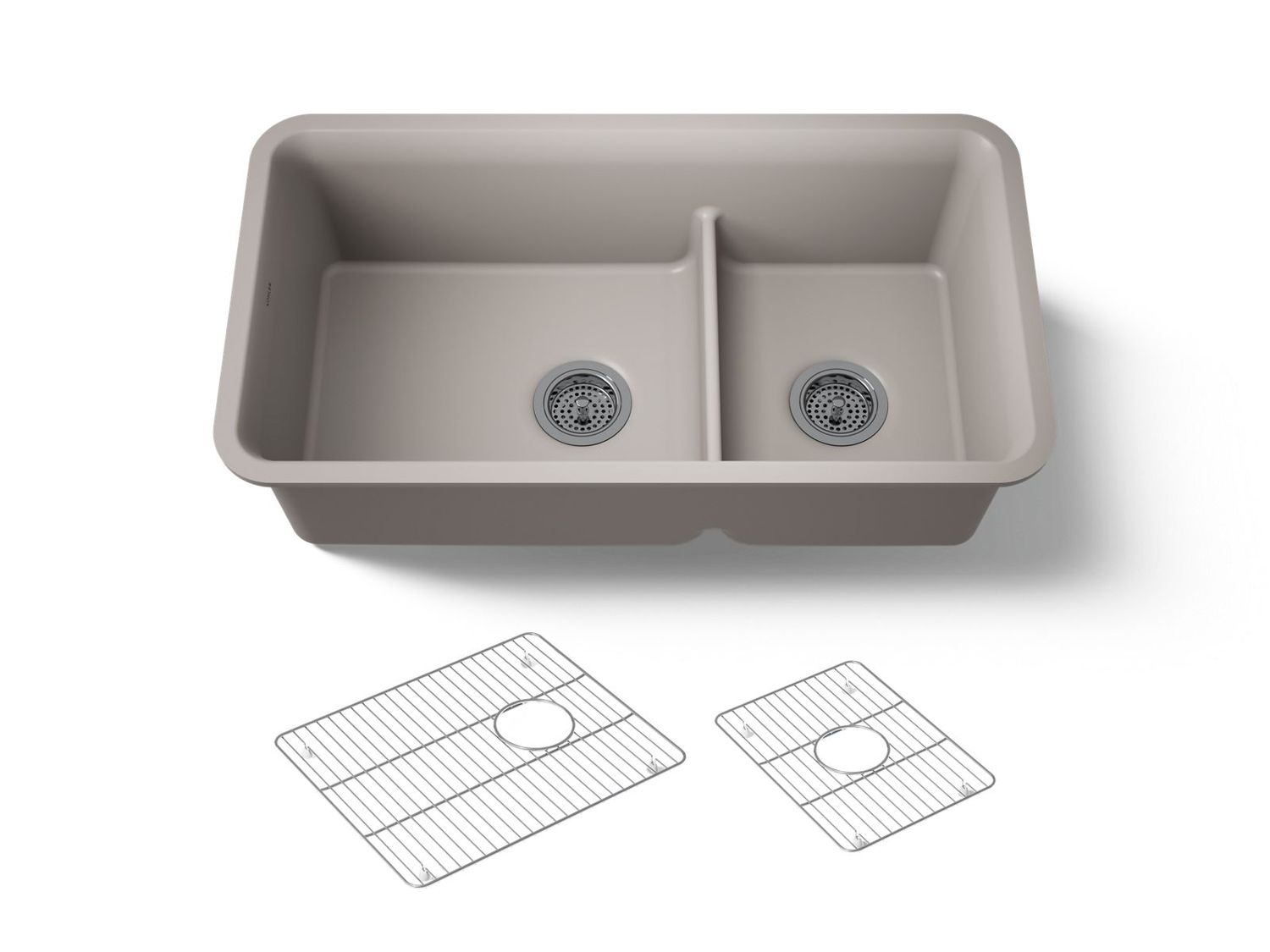 KOHLER - Neoroc Cairn® 33 Offset Smrt Divide Sink MATTE TAUPE 27786-CM3