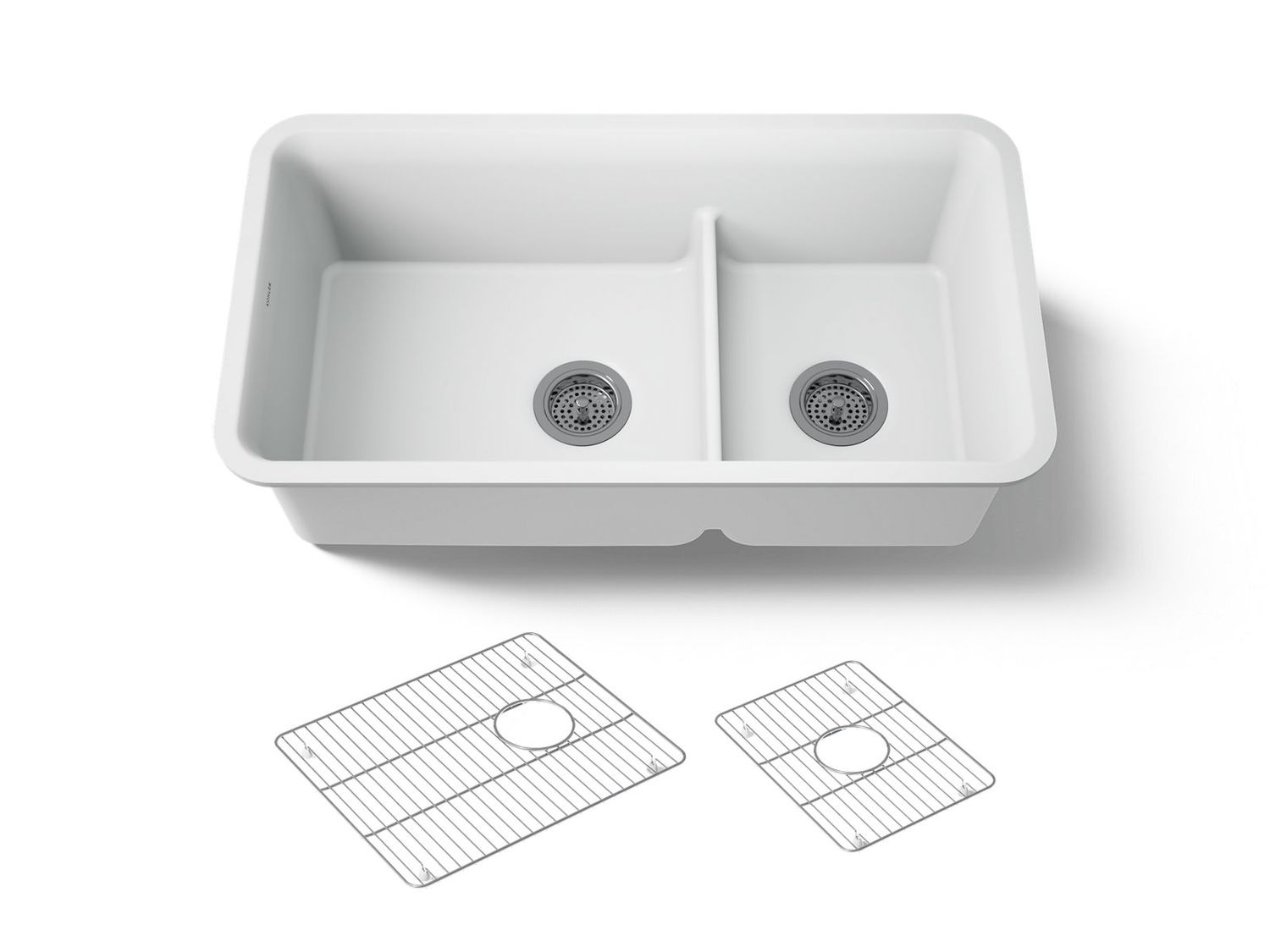 KOHLER - Neoroc Cairn® 33 Offset Smrt Divide Sink MATTE WHITE 27786-CM6