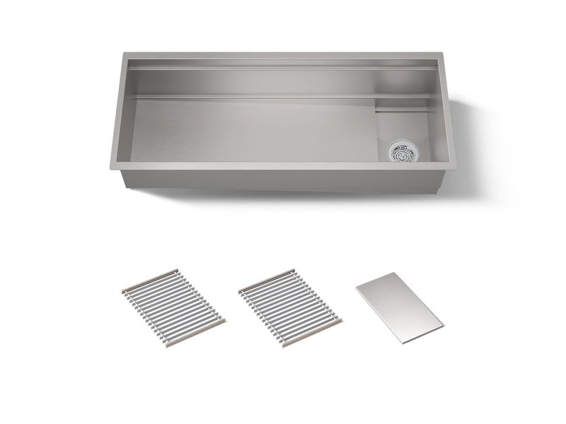 KOHLER - 48  Sink W/ 2 Basin Rack + Drain Cover NA 37907-NA