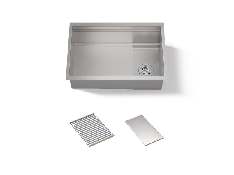 KOHLER - 30  Sink W/ Basin Rack + Drain Cover NA 37911-NA