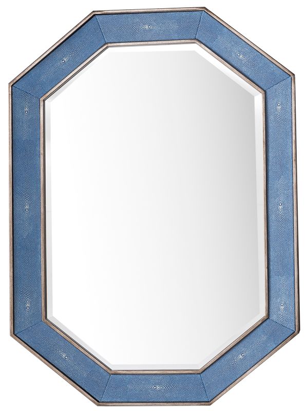 JAMES MARTIN - Tangent 30" Mirror, Silver w/ Delft Blue 963-M30-SL-DB