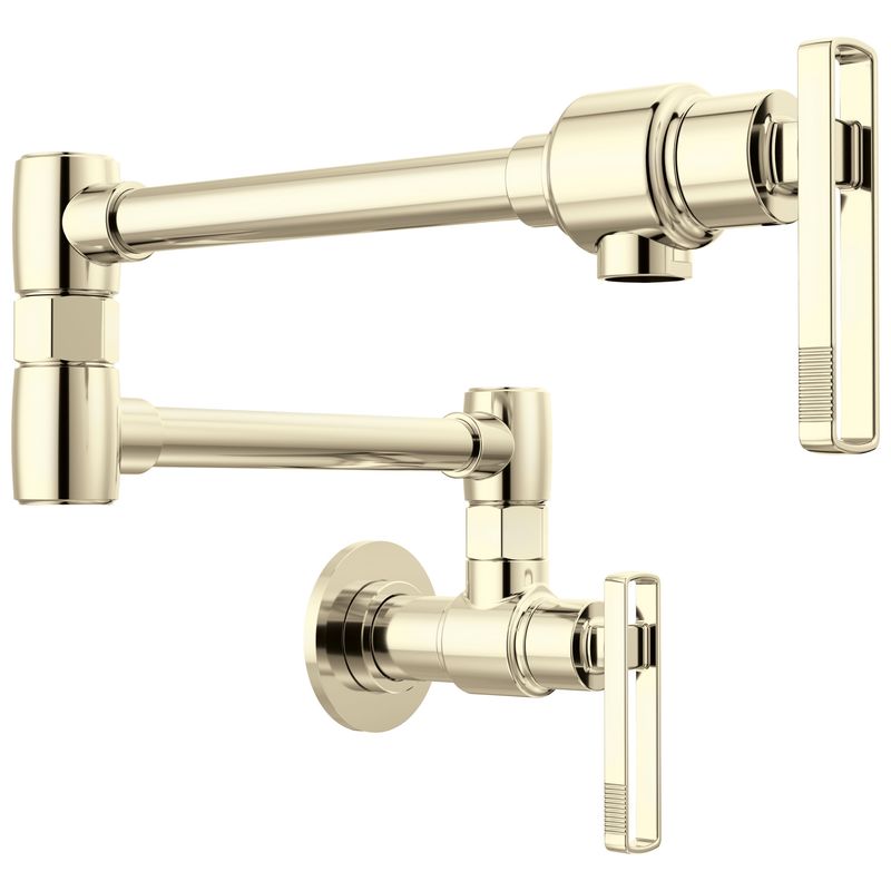 BRIZO - Kintsu® Wall Mount Pot Filler with Knob Handle Lumicoat® Polished Nickel 62807LF-PN-L