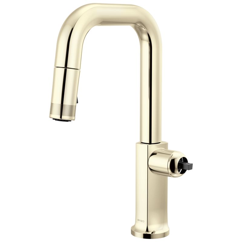 BRIZO - Kintsu® Pull-Down Prep Faucet with Square Spout - Less Handle Lumicoat® Polished Nickel 63907LF-PNLHP-L