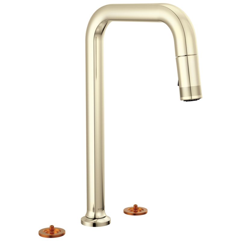 BRIZO - Kintsu® Widespread Pull-Down Faucet with Square Spout - Less Handles Lumicoat® Polished Nickel 62507LF-PNLHP-L