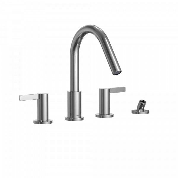 TOTO - GF Four-hole Roman Tub Filler Trim - Lever Handles Brushed Nickel TBG11202UA#BN