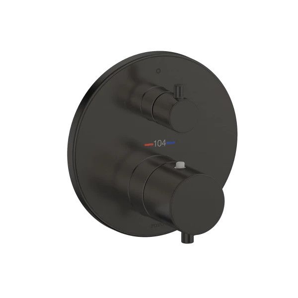 TOTO - Thermostatic Mixing Valve with Two-way Diverter Trim - Round Matte Black TBV01408U#MBL