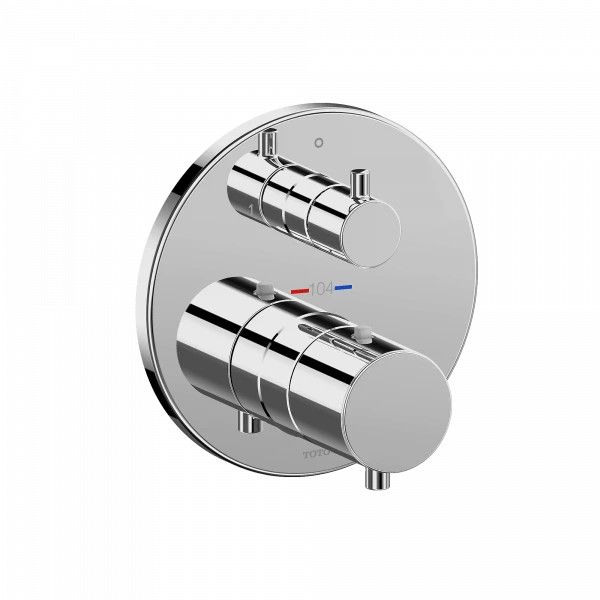 TOTO - Thermostatic Mixing Valve with Two-way Diverter Trim - Round Polished French Gold TBV01408U#PFG