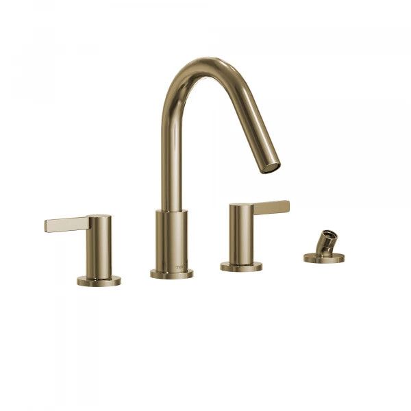 TOTO - GF Four-hole Roman Tub Filler Trim - Lever Handles Polished French Gold TBG11202UA#PBR