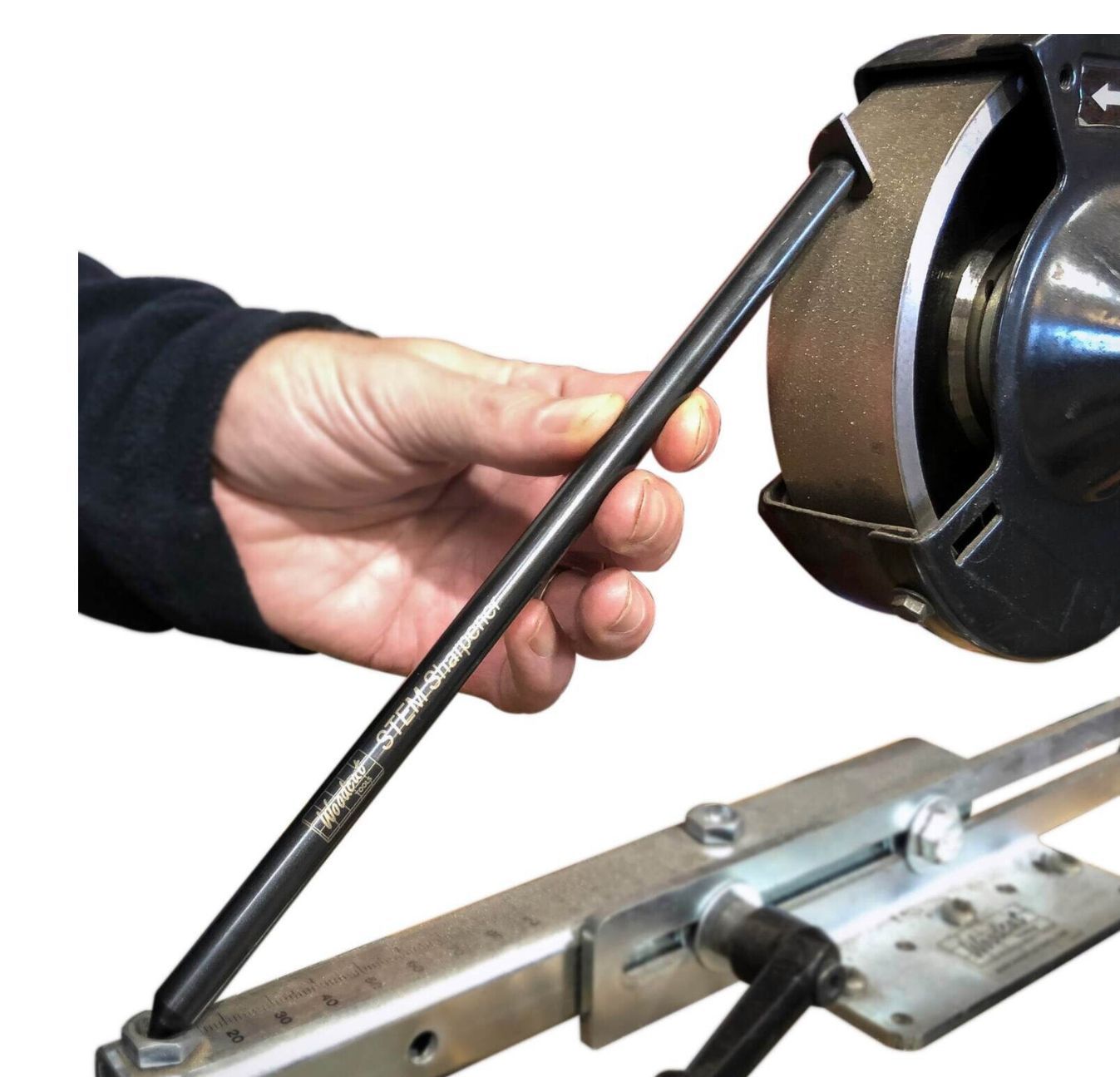 stem tru-grind system sharpener for cup,disc and flat scraper cutters