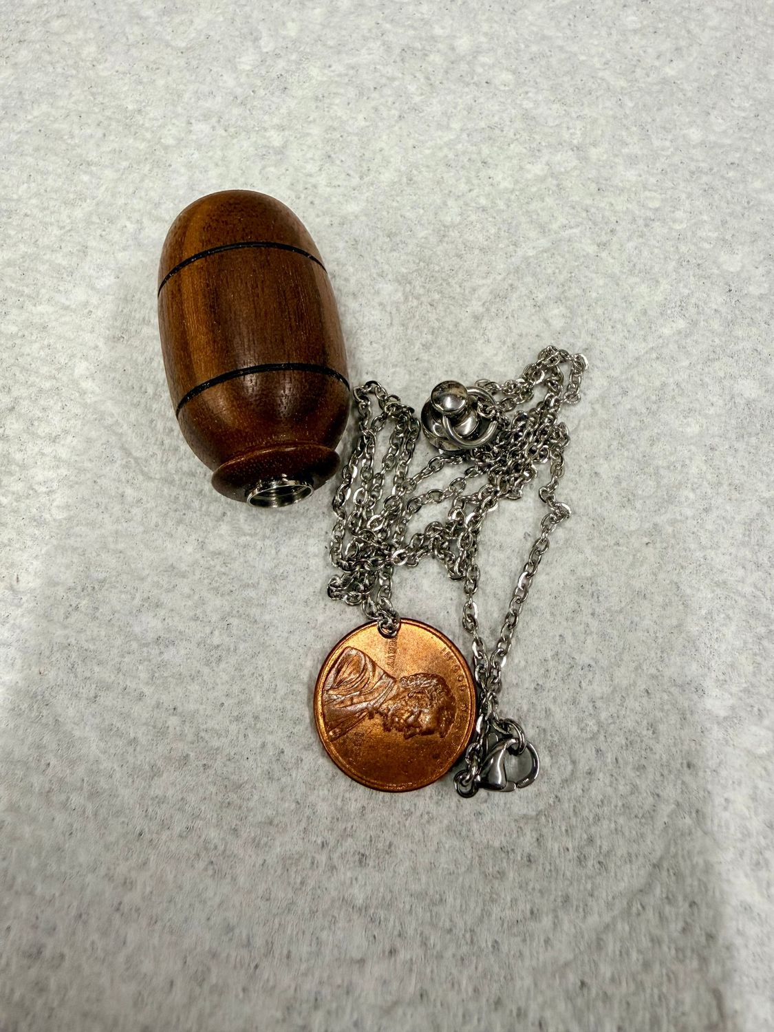 walnut wood, keepsake necklace (2"x 7/8")
